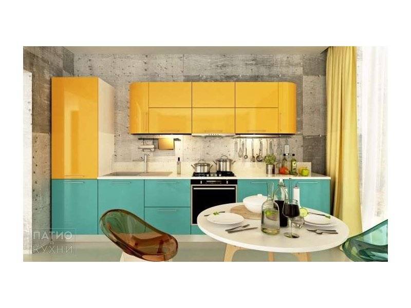 кухня smalto прямая (желтая, бирюзовая) в Нижневартовске