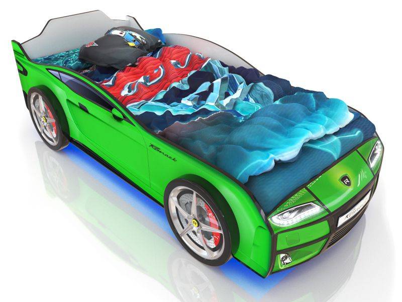 кровать-машинка romack kiddy зеленая в Нижневартовске