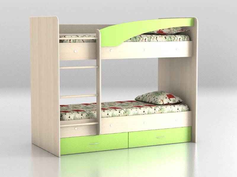 кровать двухъярусная млечный дуб - зеленый в Нижневартовске