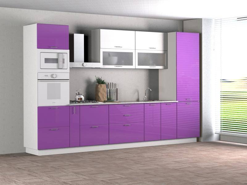 кухня прямая виолетта - белый в Нижневартовске