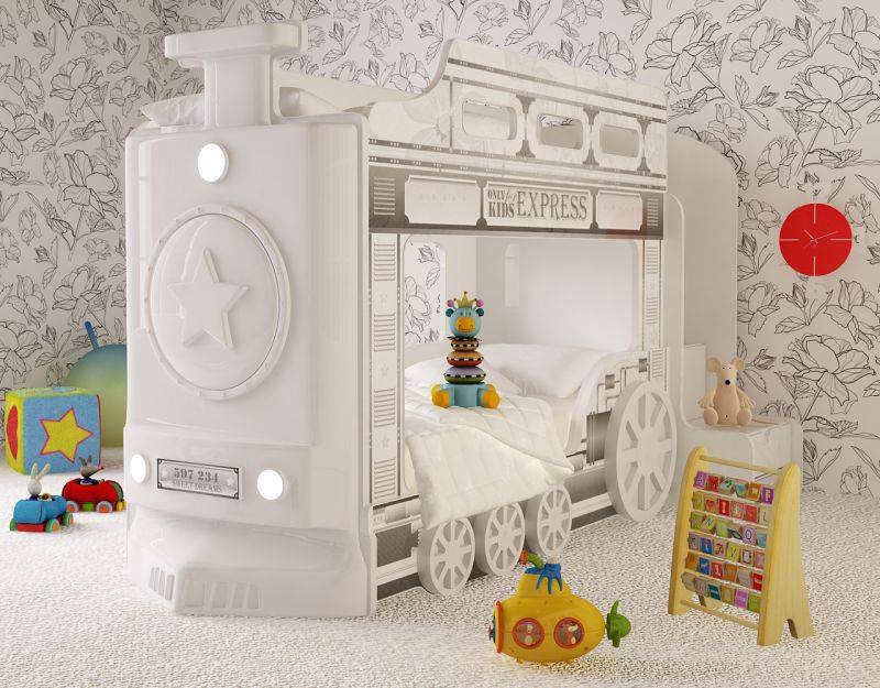 кровать двухъярусная паровоз белый в Нижневартовске