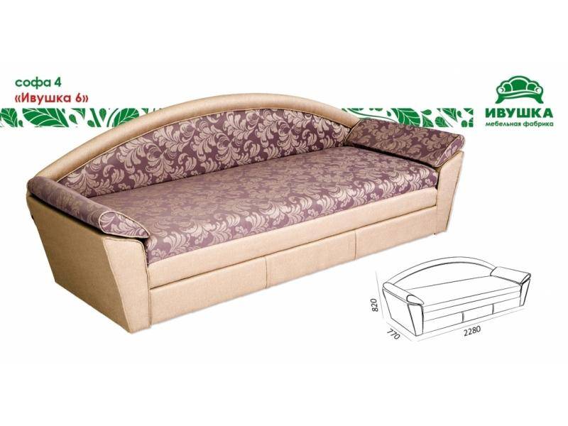 диван с низкой спинкой софа 4 ивушка 6 в Нижневартовске