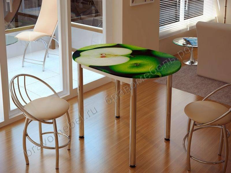 овальный обеденный стол с фотопечатью яблоко в Нижневартовске