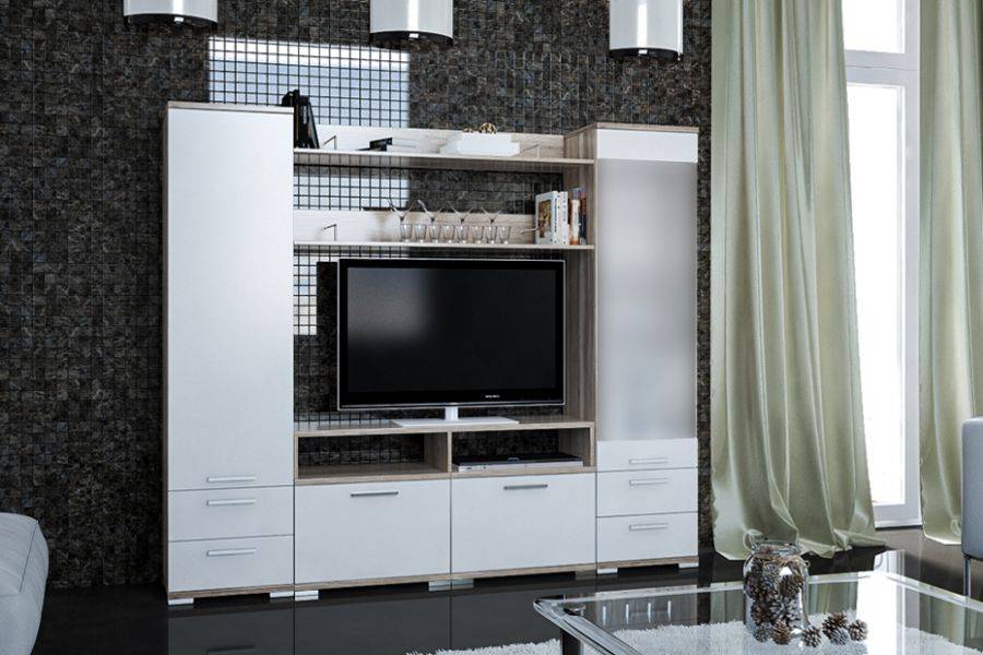 модульная гостиная вейла к-04 дуб каньон светлый/белый полуглянец в Нижневартовске