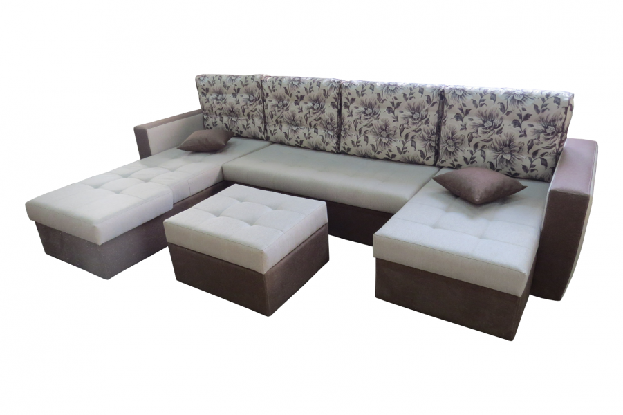 большой п-образный диван с пуфом в Нижневартовске