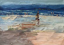 картина маслом люди на пляже - 1 в Нижневартовске