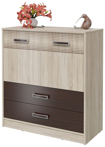 комод с дверками и ящиками румба, цвет дуб сонома/венге в Нижневартовске