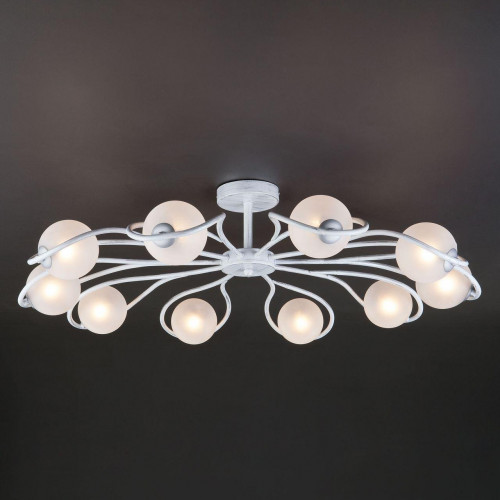 потолочная люстра eurosvet camomile 70089/10 белый с серебром в Нижневартовске