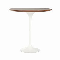 стол кофейный tulip с деревянной столешницей высота 52 коричневый, белый в Нижневартовске
