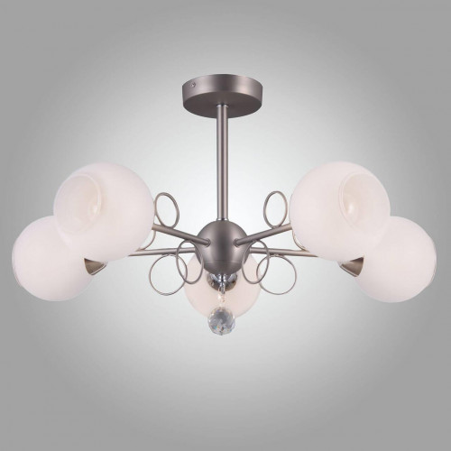 потолочная люстра eurosvet tondo 70095/5 сатин-никель белая в Нижневартовске