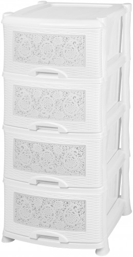 комод 4-х секционный 40х46х94 см violet ажур белый, мраморный в Нижневартовске