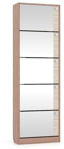 тумба для обуви мд-5 с зеркальными дверками, цвет ясень шимо тёмный/ясень шимо светлый в Нижневартовске