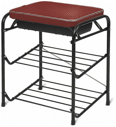 банкетка для обуви 2 полки с сиденьем из винилискожи и ящиком для хранения красный/черный в Нижневартовске