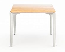 стол обеденный со светло-коричневой столешницей и белыми ножками quatro compact в Нижневартовске