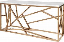 консоль geometric 180x50x90 золото, белая столешница в Нижневартовске