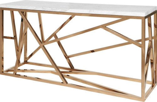 консоль geometric 180x50x90 золото, белая столешница в Нижневартовске