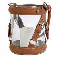 подсвечник-фонарь стеклянный с кожаными ремнями equestrian от eichholtz, 21 см в Нижневартовске