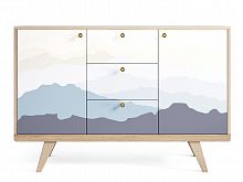 комод thimon осветлённый дуб принт 021 белый, синий в Нижневартовске