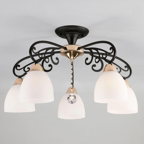 потолочная люстра eurosvet arabella 70087/5 черный/золото в Нижневартовске