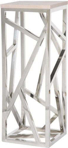 консоль geometric высокая 40x40x110 хром, белая столешница в Нижневартовске