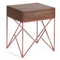 прикроватная тумба с ящиком prince box copper американский орех медная, американский орех в Нижневартовске