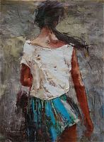 картина маслом брюнетка в платье в Нижневартовске