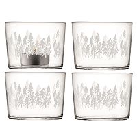 набор подсвечников стеклянный с белым принтом ели fir, 6 см, 4 штуки в Нижневартовске