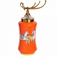 ваза керамическая лошади с крышкой оранжевая 15*42см в Нижневартовске