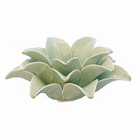 подсвечник керамический в виде лотоса с золотыми лепестками flower lotus pale green medium, 12 см в Нижневартовске