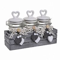 банка love с крышкой, набор 3 шт. на подставке серого цвета в Нижневартовске