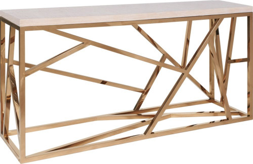консоль geometric 180x50x90 золото, светлая столешница в Нижневартовске
