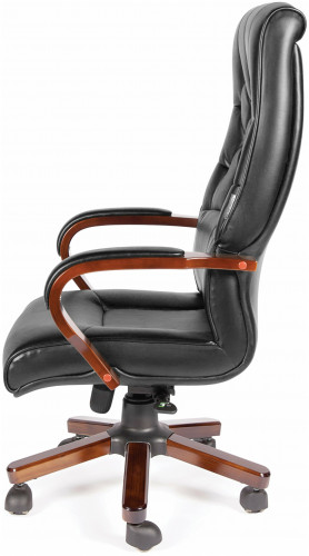 кресло руководителя ботичелли дерево / черная экокожа в Нижневартовске