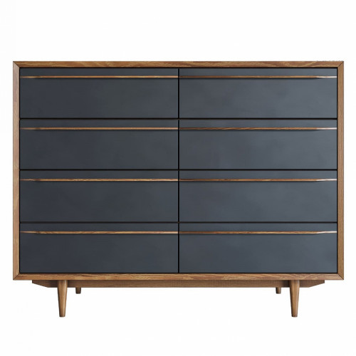 комод bruni black на восемь ящиков черный в Нижневартовске