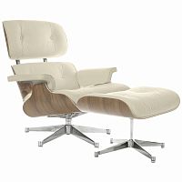 кресло eames style lounge chair & ottoman кремовое в Нижневартовске