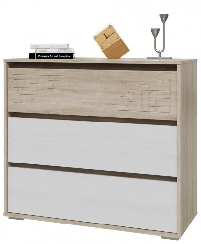 комод мальта, цвет дуб сонома/рамух белый мдф в Нижневартовске