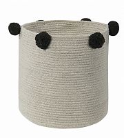 корзина с черными помпонами бежевая в Нижневартовске