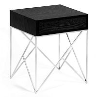 прикроватная тумба с ящиком prince box черная с серебристым металликом в Нижневартовске