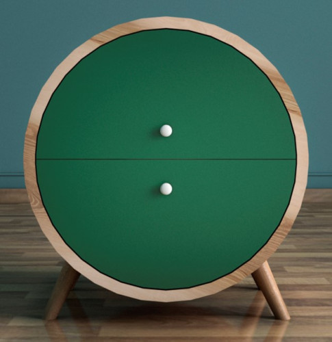 тумба ellipse круглая с ящиками орех, зеленая в Нижневартовске