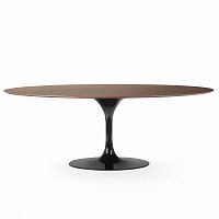 стол обеденный tulip овальный с деревянной столешницей 120 см с черной ножкой коричневый, белый в Нижневартовске