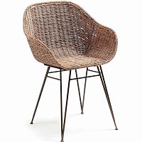 кресло charley металлическое серое, натуральный ротанг от la forma (ex julia grup) в Нижневартовске