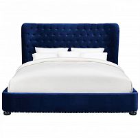 кровать двуспальная 160х200 синяя с каретной стяжкой henbord в Нижневартовске