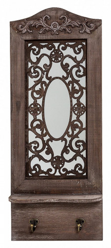зеркало настенное с полкой и крючками прямоугольное коричневое авиньон в Нижневартовске
