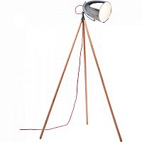 торшер chromatic tripod хром на деревянном основании в Нижневартовске