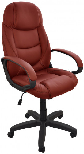 кресло компьютерное электра 1п эко-кожа, цвет бордовый, стёжка в цвет обивки в Нижневартовске