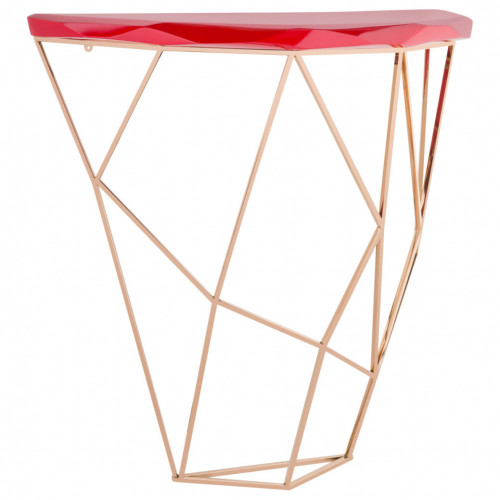 консоль geometric 100x38x90 золото, красная столешница в Нижневартовске