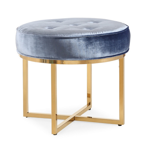 пуфик синий на золотом каркасе blue metall в Нижневартовске