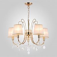 подвесная люстра eurosvet emiliana 10087/5 золото/прозрачный хрусталь strotskis в Нижневартовске