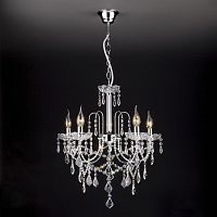 подвесная люстра eurosvet 3908/5 хром/прозрачный хрусталь strotskis в Нижневартовске