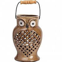 подсвечник-фонарь керамический коричневый сова epier, 23,5 см в Нижневартовске