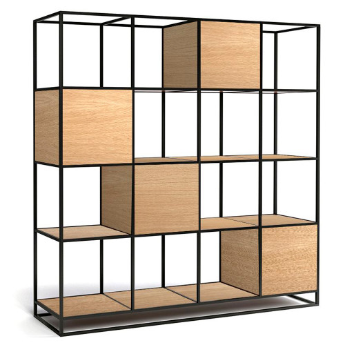 стеллаж kvadra 4 black светлый дуб в Нижневартовске